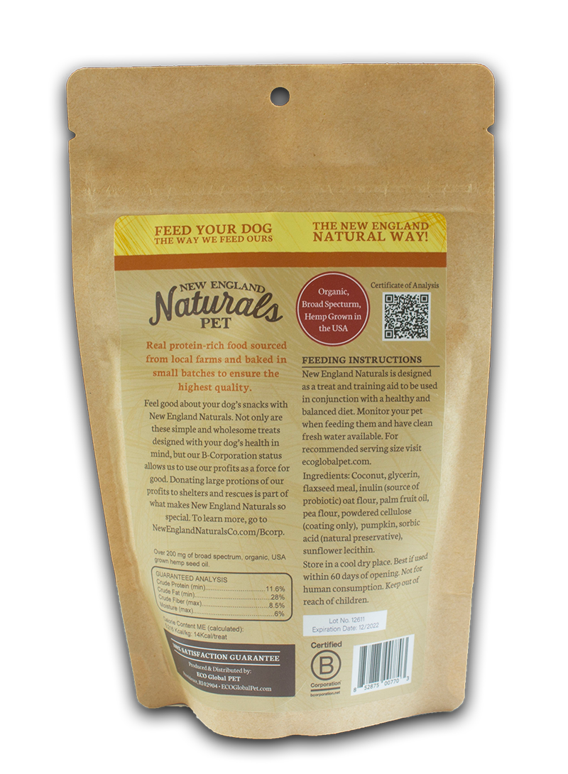 New England Naturals Doggie Delicacies with Pumpkin & Ginger + Probiotics with Hemp Seed Oil
